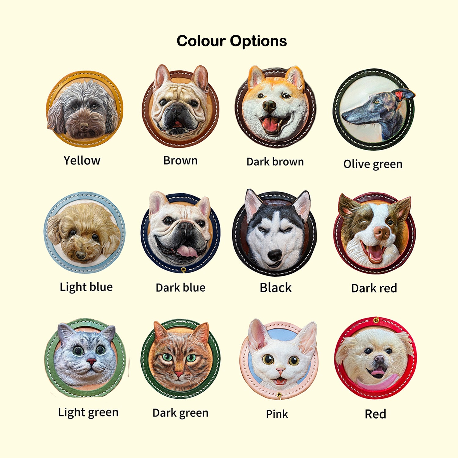 Custom Leather Dog Keychain, Hand Carved Pet Portrait Keyring, Personalized Dog Gift