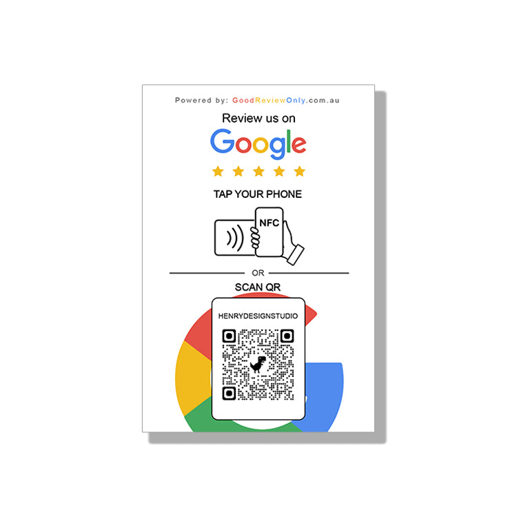 Smart Google Review Invitation Card with Wooden Holder