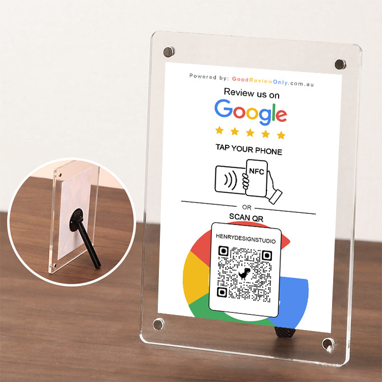 Smart Google Review Invitation Card with Acrylic Frame
