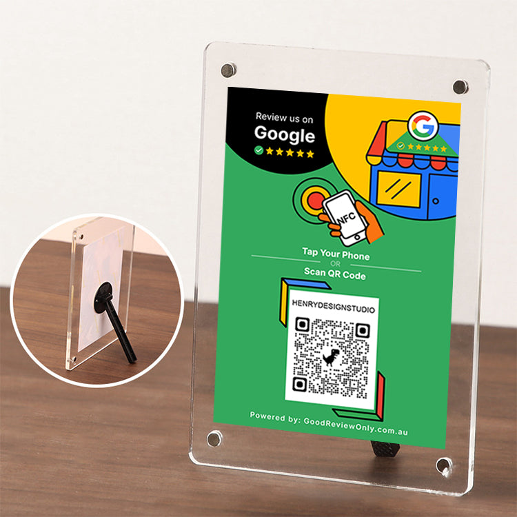 Smart Google Review Invitation Card with Acrylic Frame