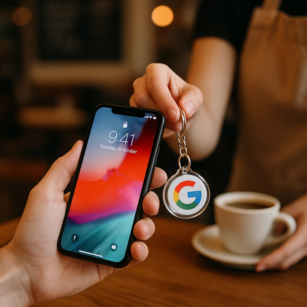 Smart Google Review Invitation Keychain, Touch to Review Tag