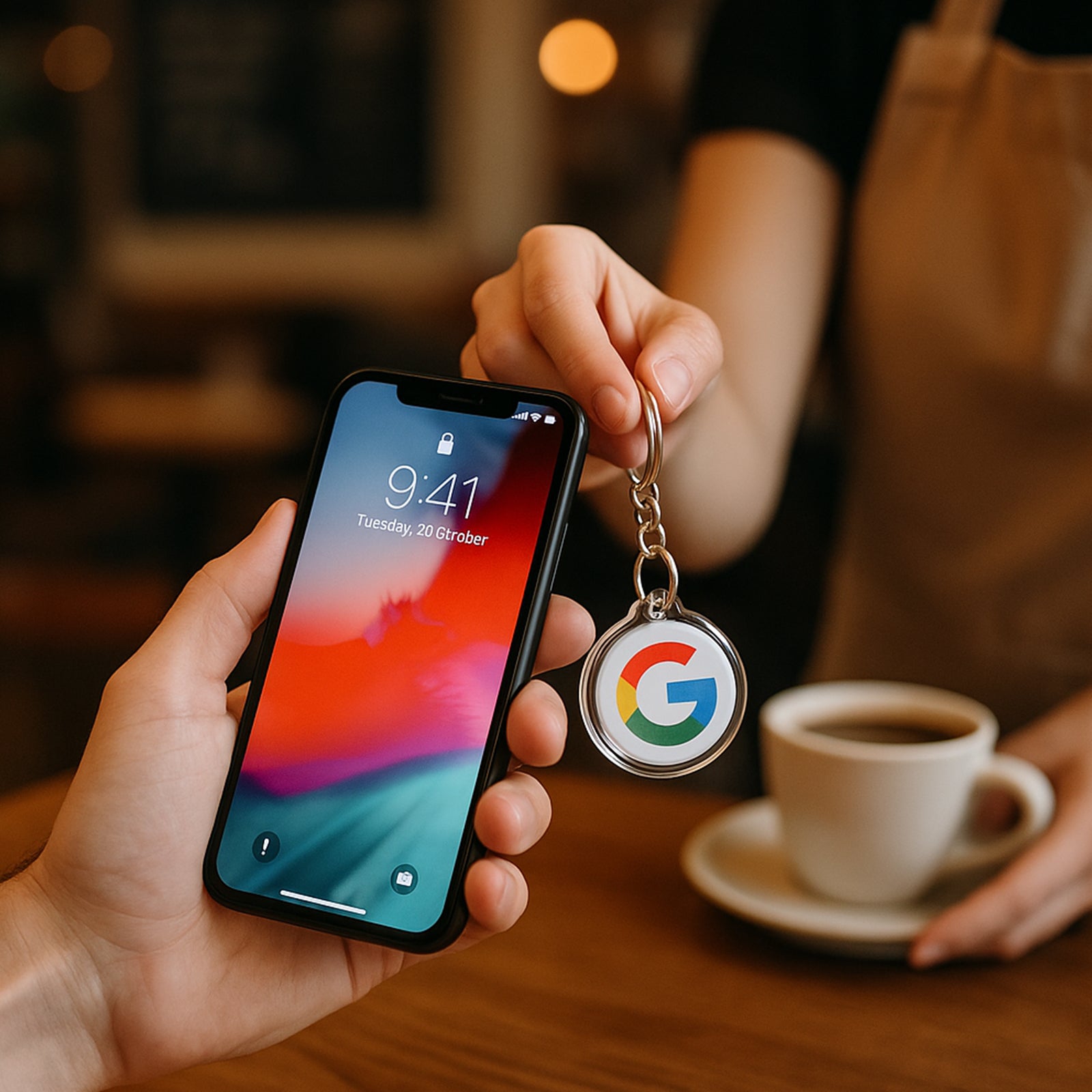 Smart Google Review Invitation Keychain, Touch to Review Tag