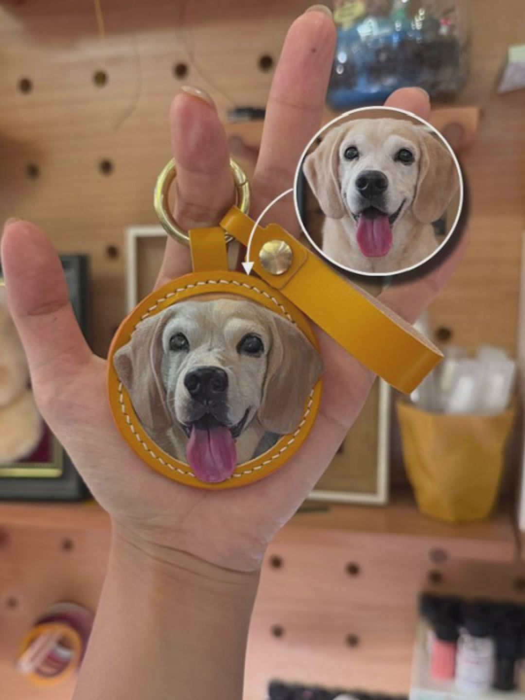 Custom Leather Dog Keychain, Hand Carved Pet Portrait Keyring, Personalized Dog Gift